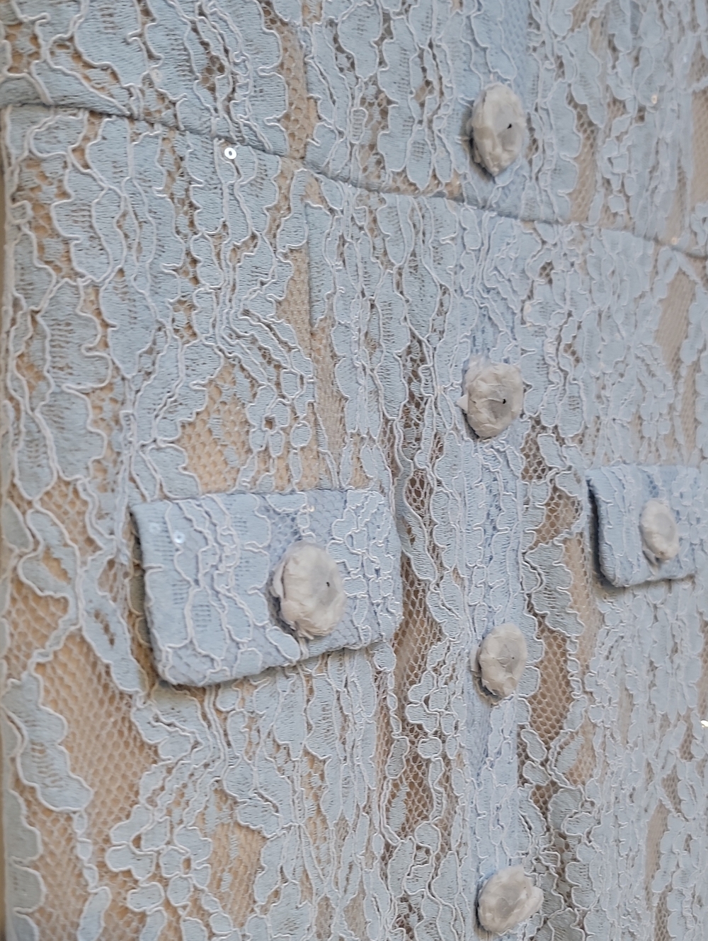 Self-Portrait Pale Blue Lace Button-Through Midi Dress - Picture 5 of 15